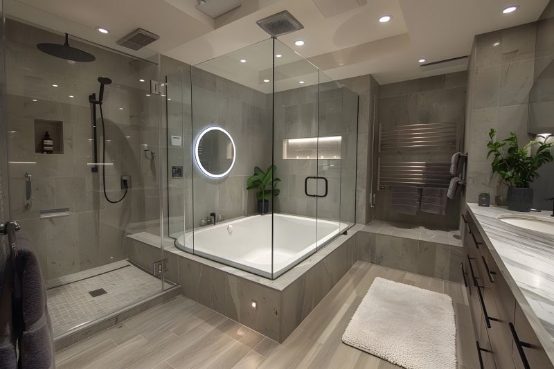 Modern Bathroom with Installed Bathtub